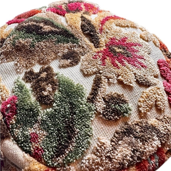 Vintage Handmade 60s Chenille Carpet Floral Tapestry Hat Go-Go Grunge Bucket EUC main image 5